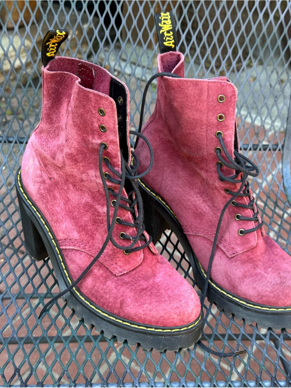 Dr. Martens Berry Velvet Lace-Up Platform Ankle Boots